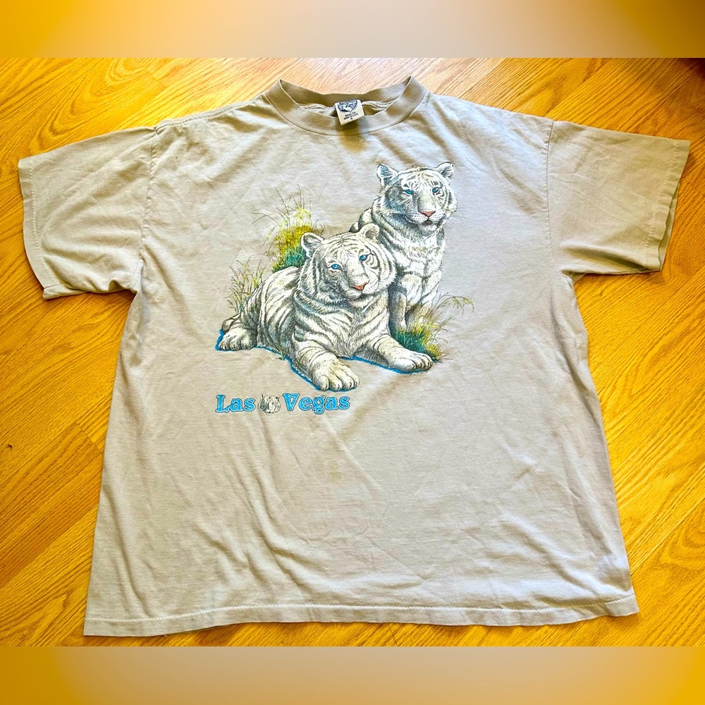 Vintage XL Las Vegas White Tigers T-Shirt Siegfried & Roy The Mirage 90’s Iconic